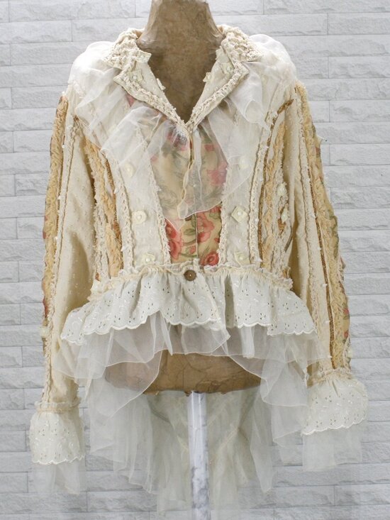 Hand Crafted Jackets & Blazers - UPCYCLED Jacket Ren Faire Renaissance Festival Peplum Lace Ruffles Plus Size 2X